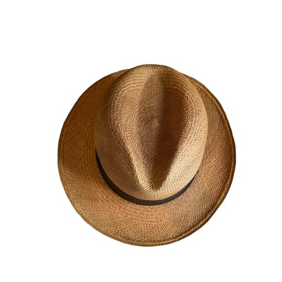 Montecristi Straw Fedora Hat Medium Brown - Picture 5 of 7